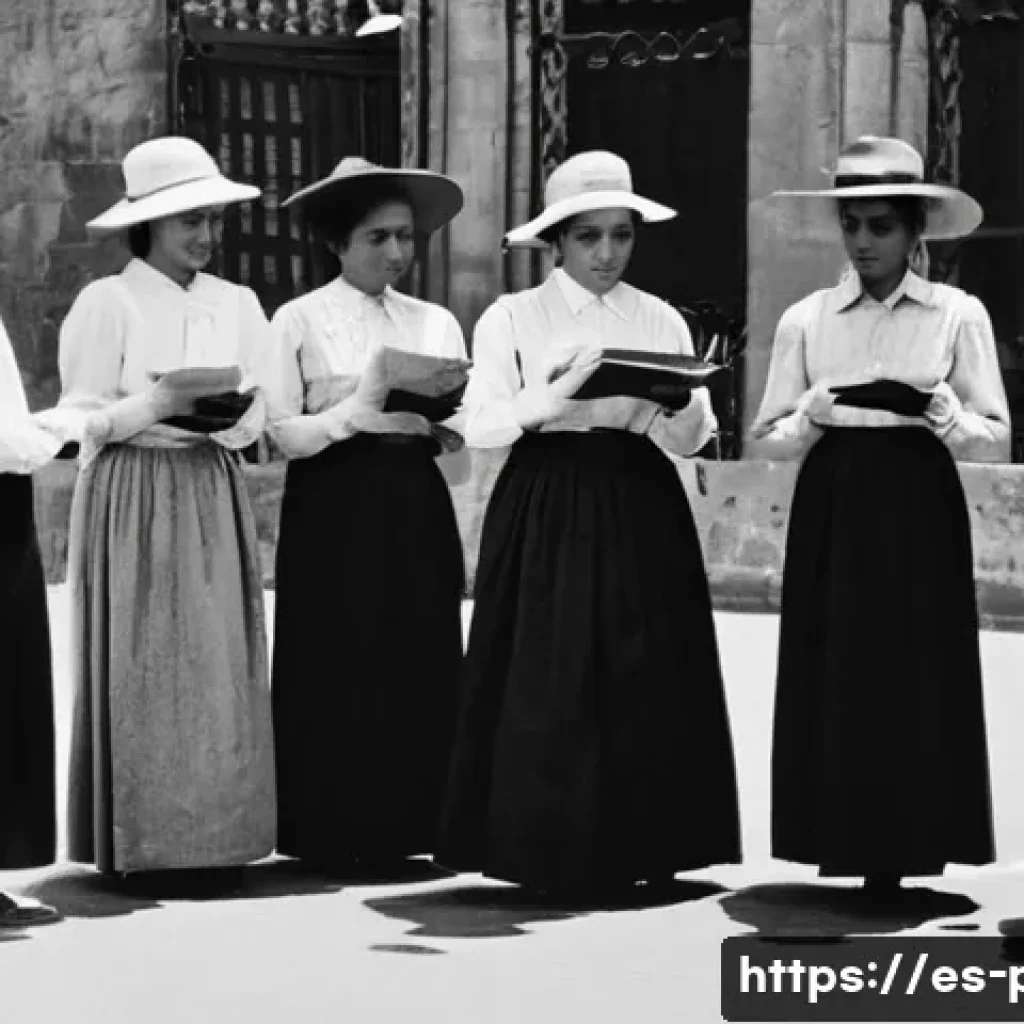 젠더와 정치 참여 - **Prompt:** A historical, dignified scene from the early 20th century in a vibrant Latin American or...