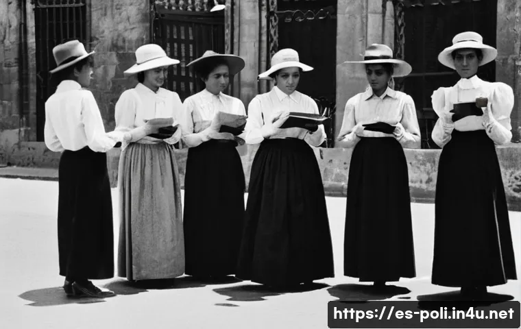 젠더와 정치 참여 - **Prompt:** A historical, dignified scene from the early 20th century in a vibrant Latin American or...